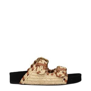 Isabel Marant Beige Raffia Slippers Women's Sandals